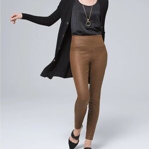 Vegan Suede WHBM Runway Leggings Brown Women's Size 10